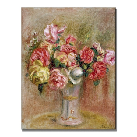 Pierre Renoir 'Roses In A Sevres Vase' Canvas Art,35x47